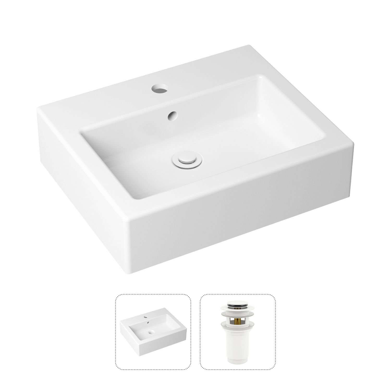 фото Комплект 2 в 1 lavinia boho bathroom sink 21520916: накладная раковина, донный клапан
