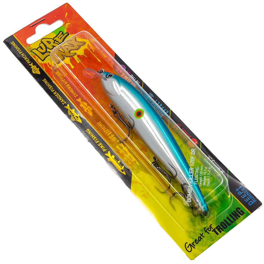 Воблер для троллинга LureMax BOMBA KILLER 120F DR 170, 120мм, 16.5гр, плавающий, до 2 м, Голубой, BOMBA KILLER Новый стиль 2023
Воблер для троллинга LureMax BOMBA KILLER 120F DR 170, 120мм, 16.5гр, плавающий, до 2 м, Голубой, BOMBA KILLER Новый стиль 2023