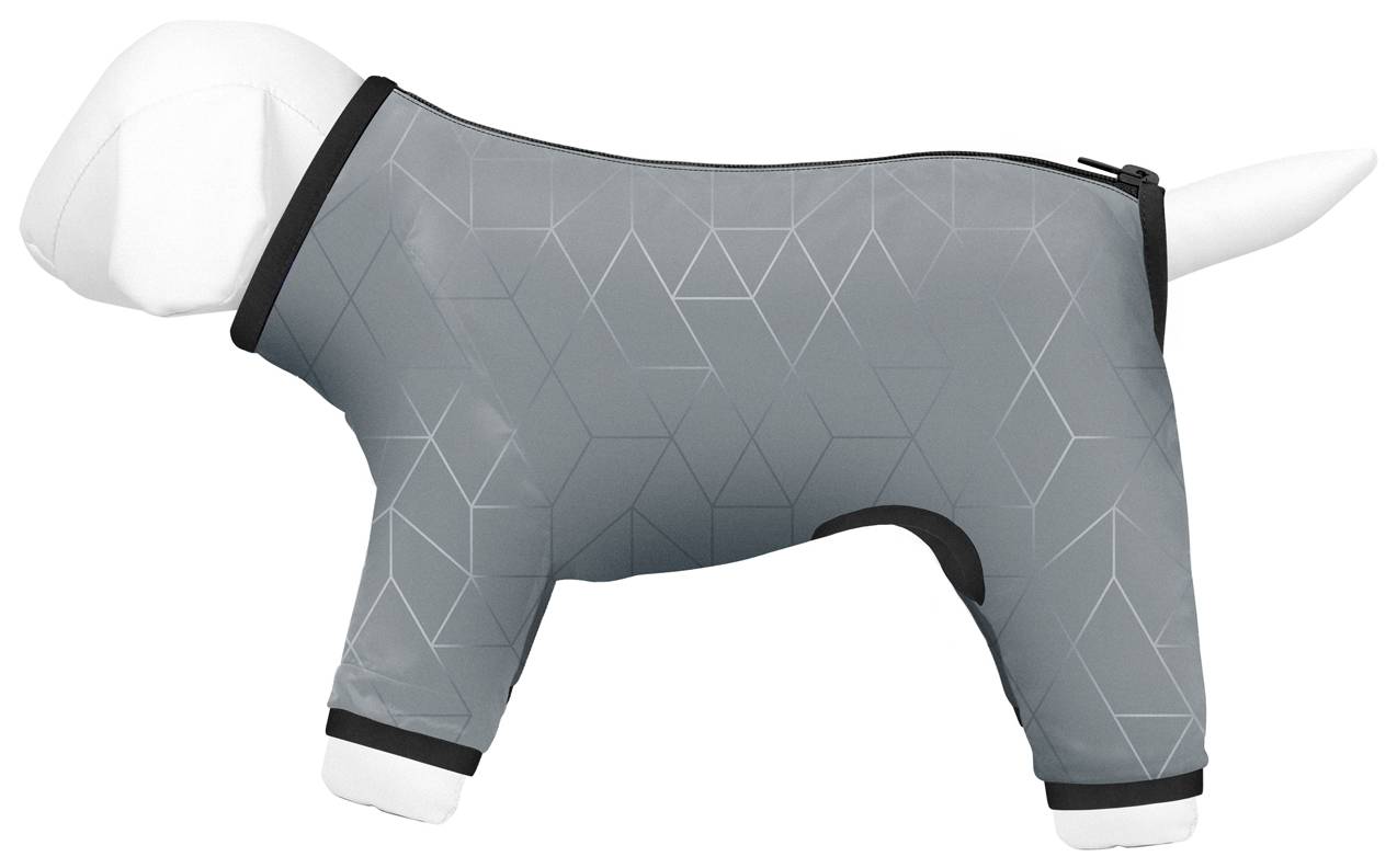 фото Дождевик для собак collar waudog clothes, унисекс, серый, s 32, длина спины 32 см