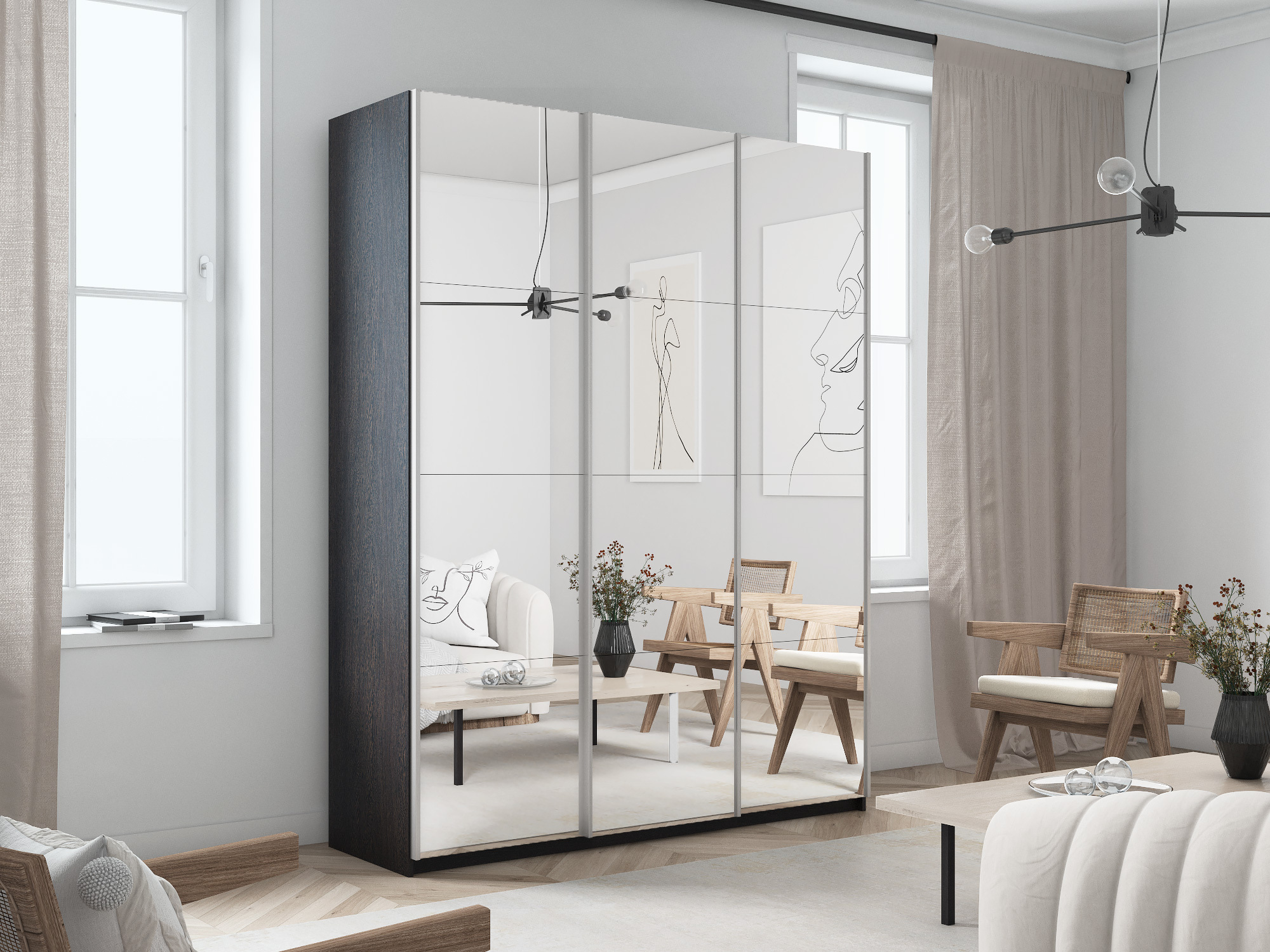 Шкаф-купе Прайм Зеркало/Зеркало/Зеркало, 180х57х230 Е1 1PZZZ_180_V, Коричневый, Прайм Зеркало/Зеркало/Зеркало
Шкаф-купе Прайм Зеркало/Зеркало/Зеркало, 180х57х230 Е1 1PZZZ_180_V, Коричневый, Прайм Зеркало/Зеркало/Зеркало