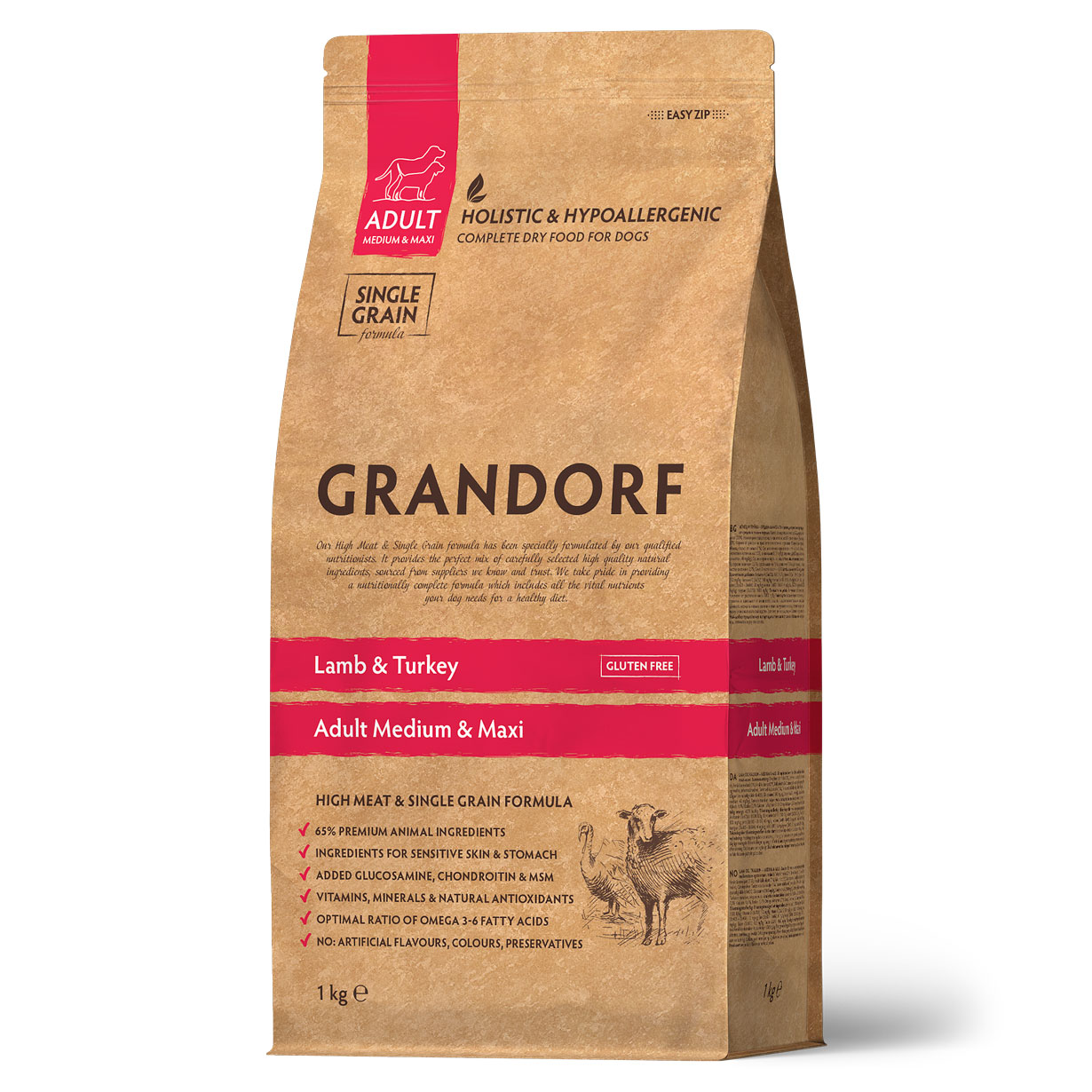 Сухой корм для собак GRANDORF, ягненок, индейка, бурый рис, 1кг, GD MED&MAXI Lamb&Turkey 1 кг. N
Сухой корм для собак GRANDORF, ягненок, индейка, бурый рис, 1кг, GD MED&MAXI Lamb&Turkey 1 кг. N