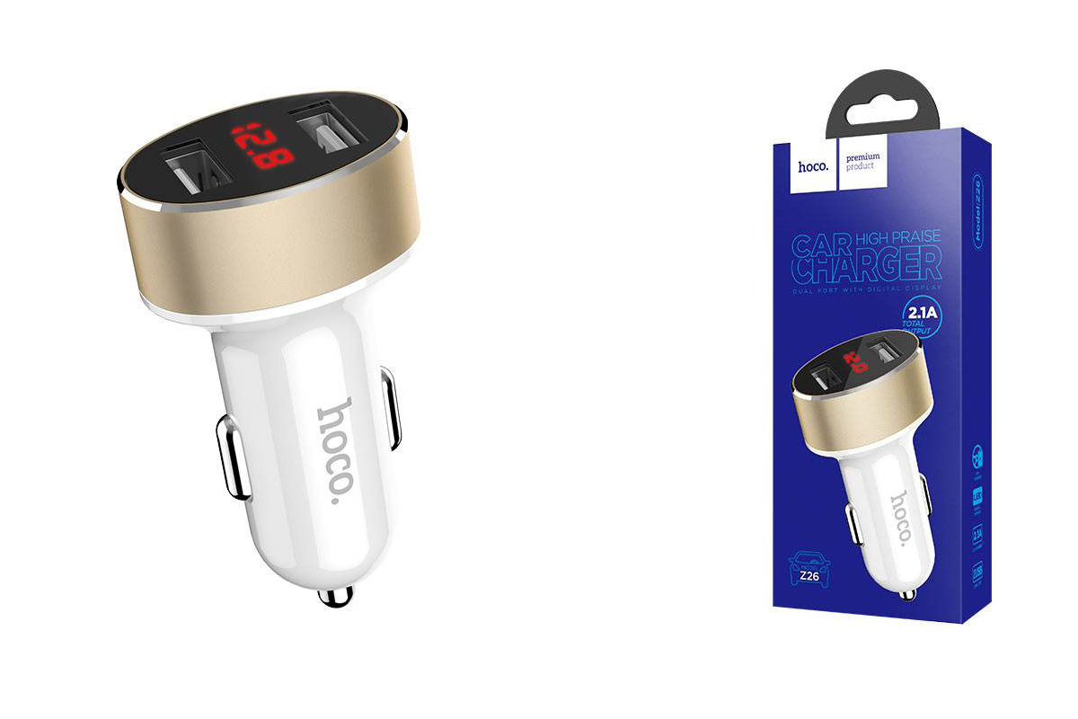 АЗУ HOCO Z26 High Praise Dual Port Car Charger With Digital Display 2*USB 2,1A (белое)
АЗУ HOCO Z26 High Praise Dual Port Car Charger With Digital Display 2*USB 2,1A (белое)
