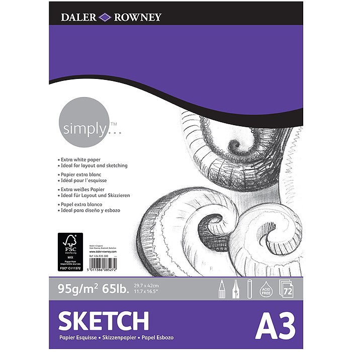Daler Rowney Альбом для зарисовок SIMPLY Daler-Rowney, 95г/м2, 29.7х42см (А3), 72 листа
Daler Rowney Альбом для зарисовок SIMPLY Daler-Rowney, 95г/м2, 29.7х42см (А3), 72 листа