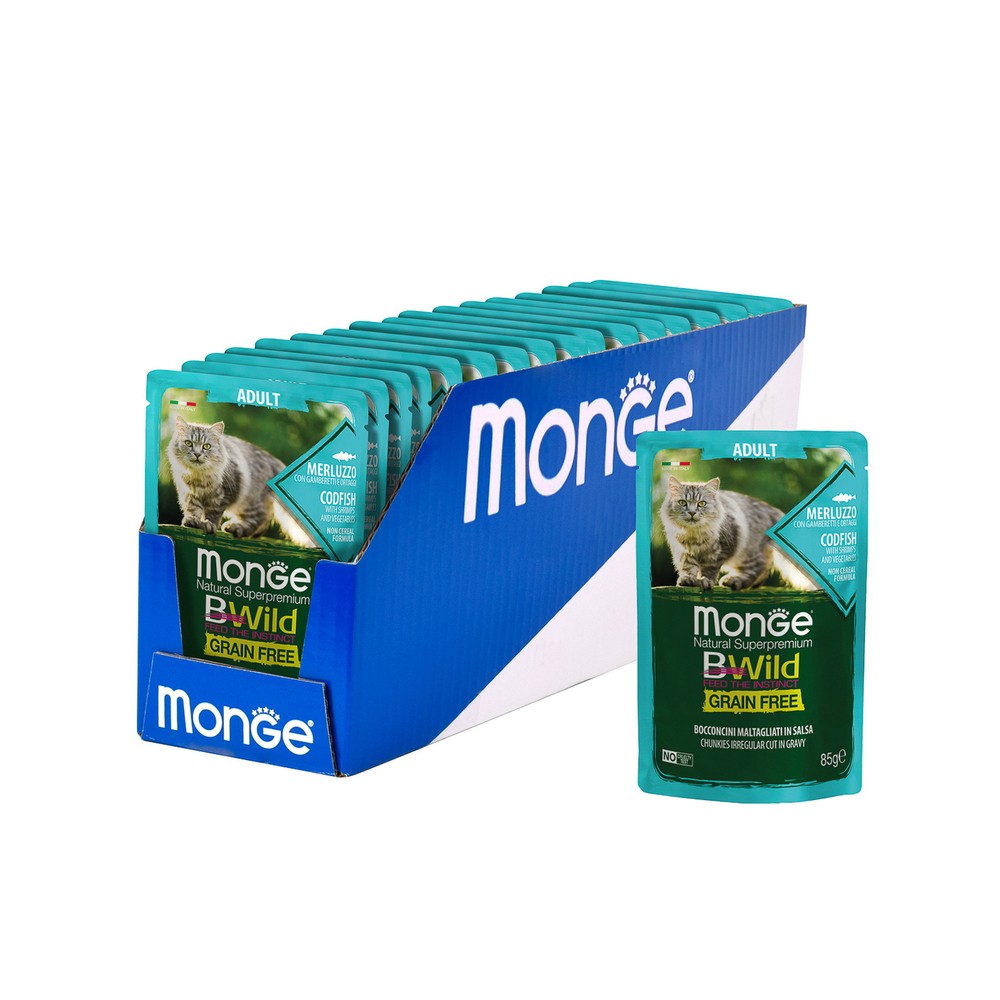 Влажный корм для кошек Monge Cat BWild Grain Free треска, креветки и овощами 28 шт по 85г
Влажный корм для кошек Monge Cat BWild Grain Free треска, креветки и овощами 28 шт по 85г