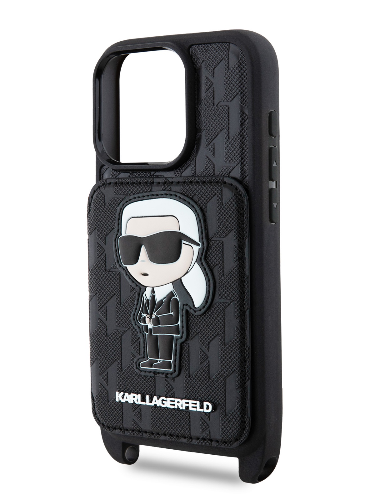 Чехол Karl Lagerfeld для iPhone 16 Pro с ремешком через плечо, с кардхолдером, черный 
Чехол Karl Lagerfeld для iPhone 16 Pro с ремешком через плечо, с кардхолдером, черный