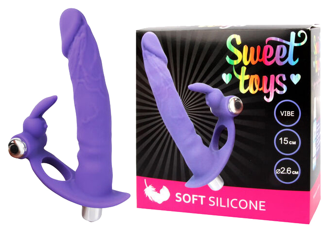 фото Эрекционное кольцо sweet toys st-40172-5 для двойного проникновения фиолетовый