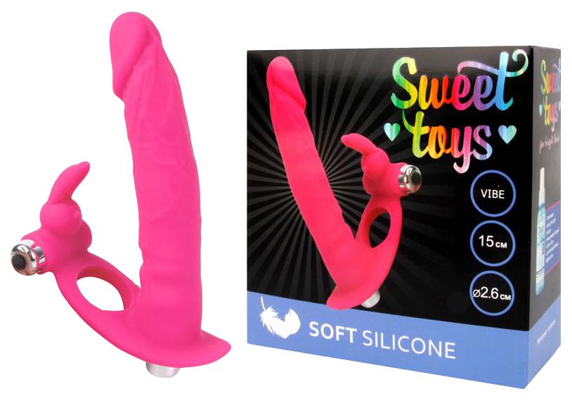 фото Эрекционное кольцо sweet toys st-40172-16 для двойного проникновения розовый