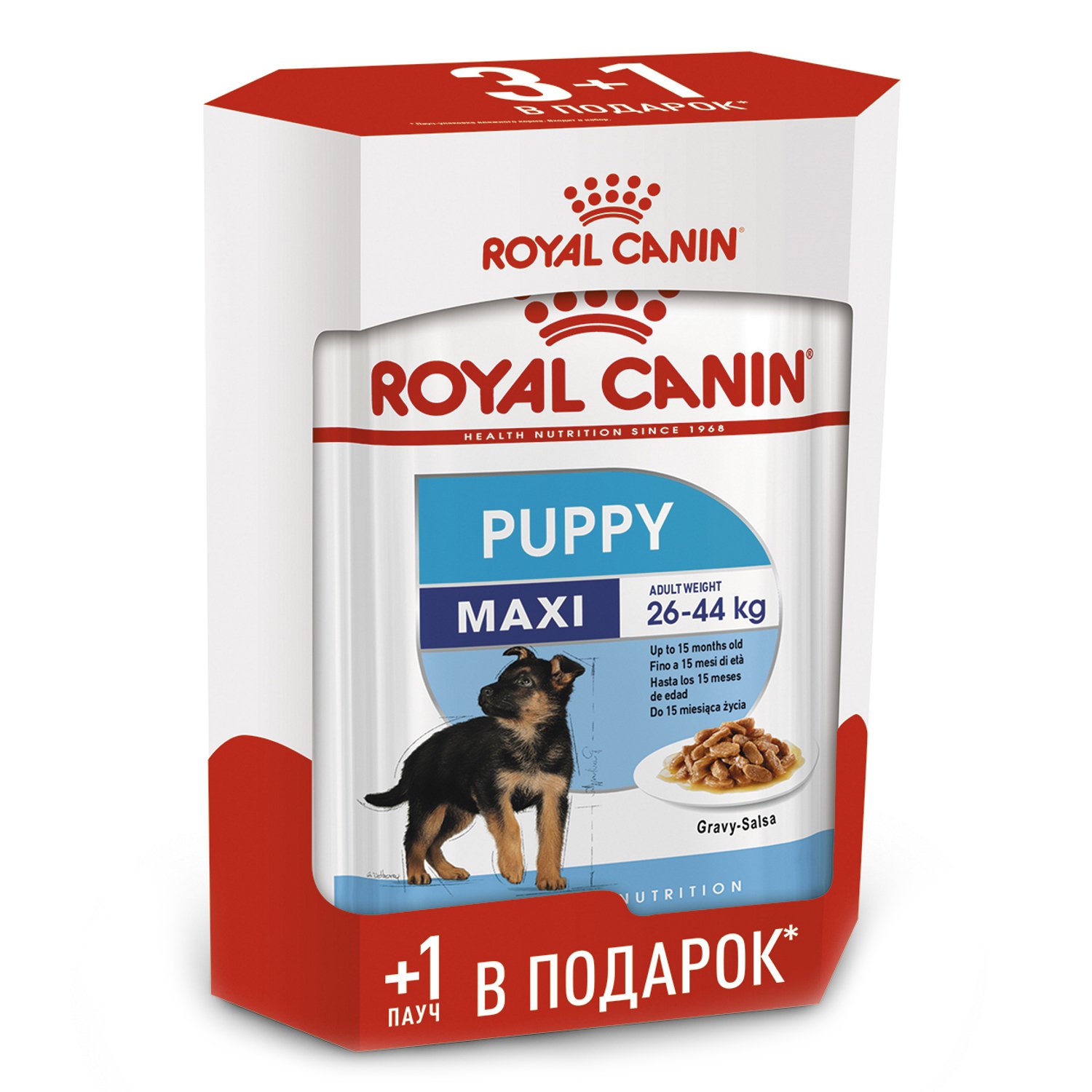 Влажный корм для щенков Royal Canin Maxi Puppy для крупных пород, 140 г, (3+1), Canin Care Nutrition Puppy
Влажный корм для щенков Royal Canin Maxi Puppy для крупных пород, 140 г, (3+1), Canin Care Nutrition Puppy