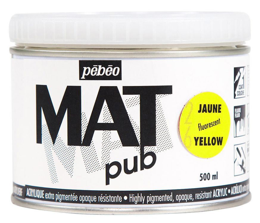 Краска акриловая Pebeo экстра матовая Mat Pub №3 желтая флуоресцентная 500 мл Pebeo, Желтый
Краска акриловая Pebeo экстра матовая Mat Pub №3 желтая флуоресцентная 500 мл Pebeo, Желтый