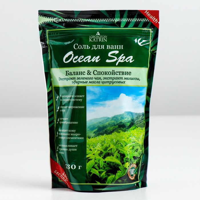 Соль для ванн Ocean Spa, "Баланс & Спокойствие", с зеленым чаем и мелиссой, дой-пак, 530 г, Зеленый
Соль для ванн Ocean Spa, "Баланс & Спокойствие", с зеленым чаем и мелиссой, дой-пак, 530 г, Зеленый