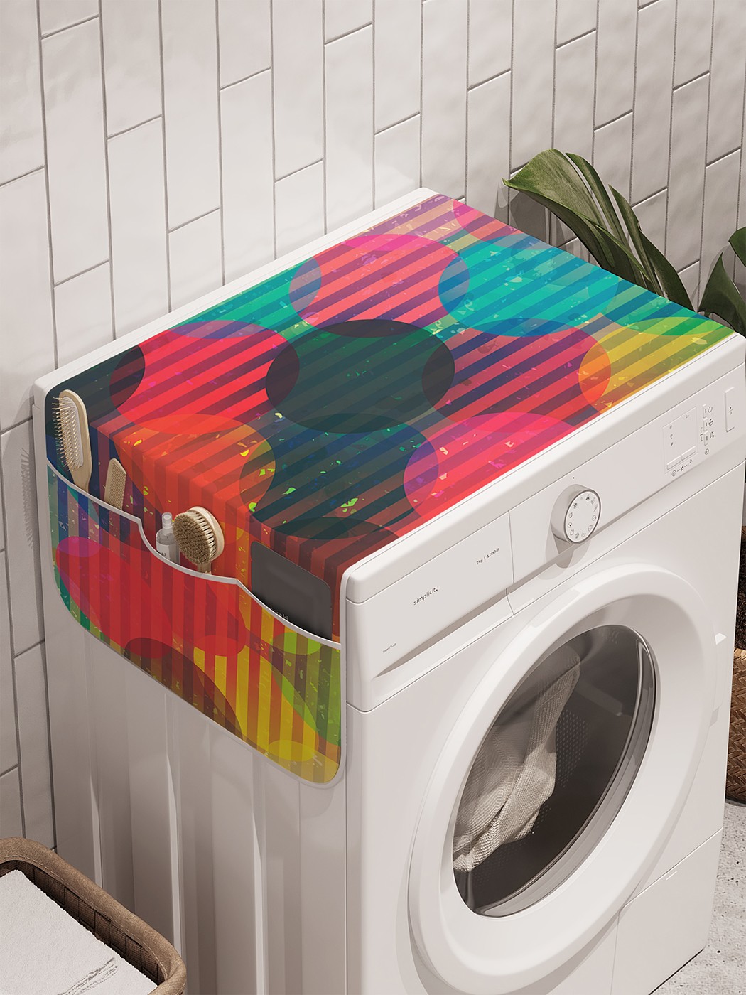 фото Органайзер "диско круги" на стиральную машину, 45x120 см ambesonne