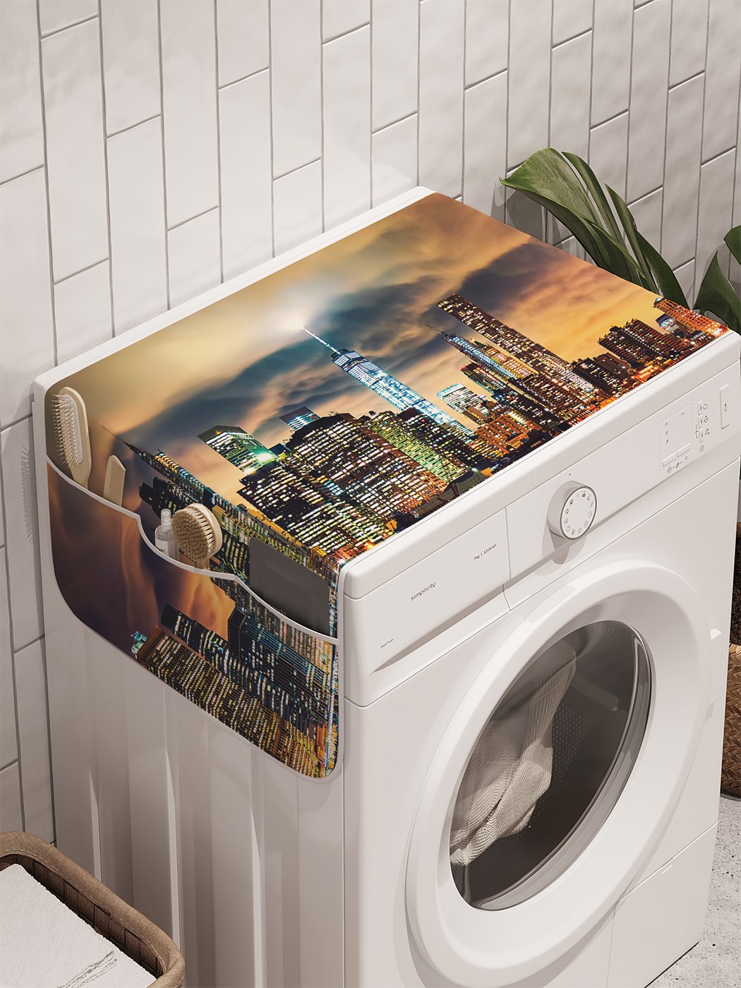 фото Органайзер "городское зеркало" на стиральную машину, 45x120 см ambesonne