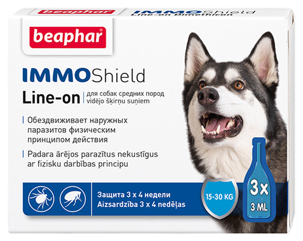 Капли для средних собак против паразитов Beaphar IMMO Shield, 3 пипетки, 3мл, IMMO Shield
Капли для средних собак против паразитов Beaphar IMMO Shield, 3 пипетки, 3мл, IMMO Shield