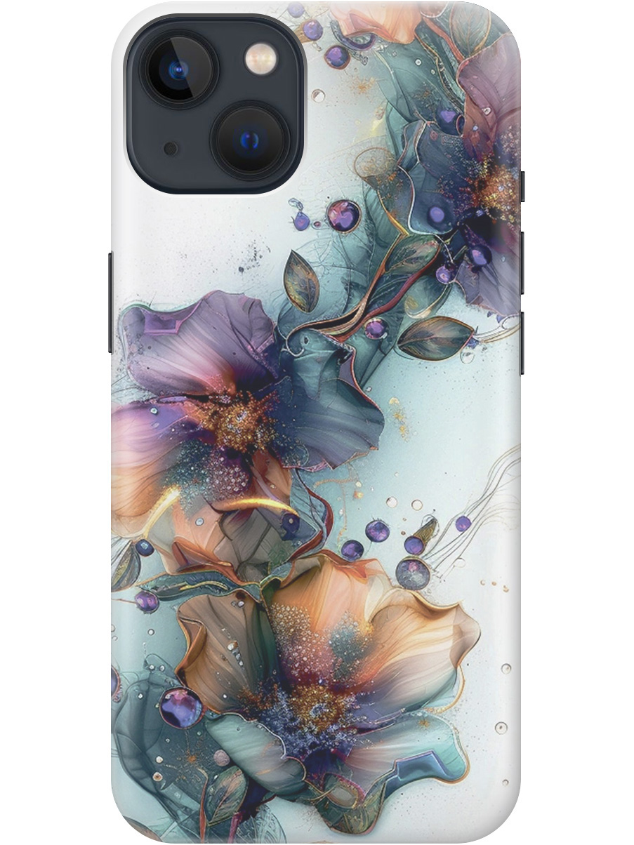 Силиконовый чехол на Apple iPhone 13 с принтом "Мистические цветы", Прозрачный;белый;зеленый, 732240910 
Силиконовый чехол на Apple iPhone 13 с принтом "Мистические цветы", Прозрачный;белый;зеленый, 732240910