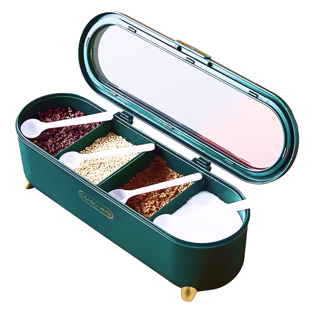 фото Органайзер solmax для специй и приправ с отделениями для кухни зеленый