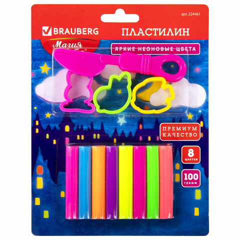 Пластилин флуоресцентный BRAUBERG 8 цветов, 100 г, стек, 3 формочки, ВЫСШЕЕ КАЧЕСТВО, блис, Разноцветный
Пластилин флуоресцентный BRAUBERG 8 цветов, 100 г, стек, 3 формочки, ВЫСШЕЕ КАЧЕСТВО, блис, Разноцветный