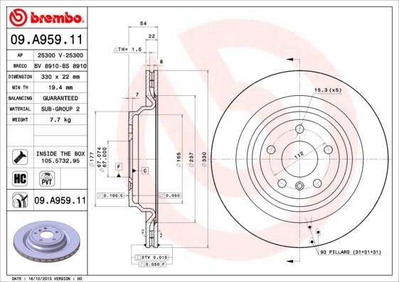 фото Тормозной диск brembo 09a95911