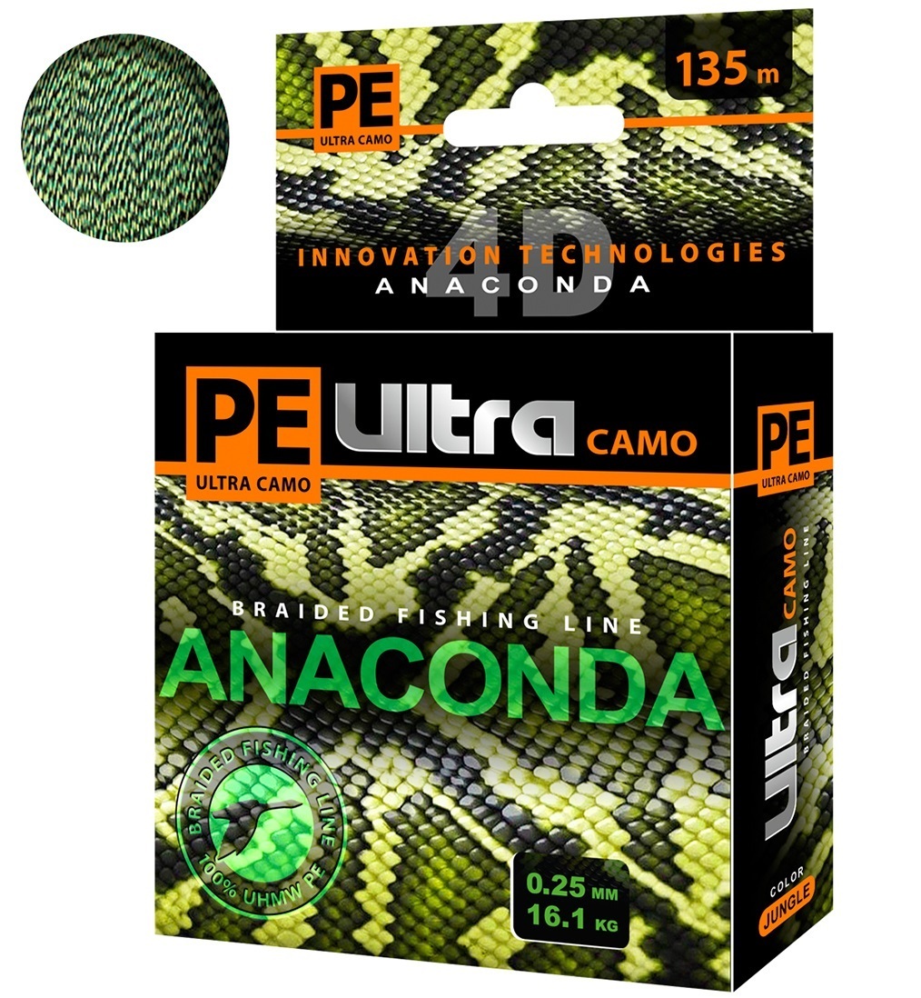 Плетеный Шнур Для Рыбалки Aqua Pe Ultra Anaconda Camo Jungle 135m 0.25mm, Зеленый, PE Ultra ANACONDA CAMO
Плетеный Шнур Для Рыбалки Aqua Pe Ultra Anaconda Camo Jungle 135m 0.25mm, Зеленый, PE Ultra ANACONDA CAMO
