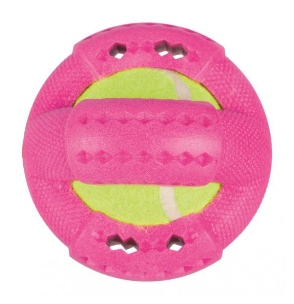 фото Жевательная игрушка для собак trixie кольцо с теннисным мячиком, в ассортименте, 9 см