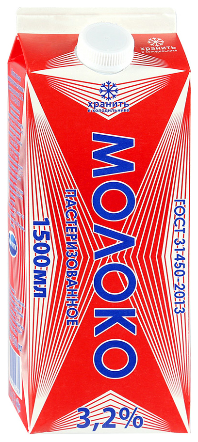 Молоко Экомилк питьевое пастеризованное 3.2% 1.5 л 
Молоко Экомилк питьевое пастеризованное 3.2% 1.5 л