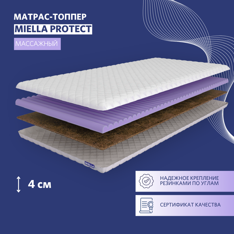 Топпер детский Miella Protect в кроватку, двусторонний, c кокосом, 70x140 см, Protect
Топпер детский Miella Protect в кроватку, двусторонний, c кокосом, 70x140 см, Protect