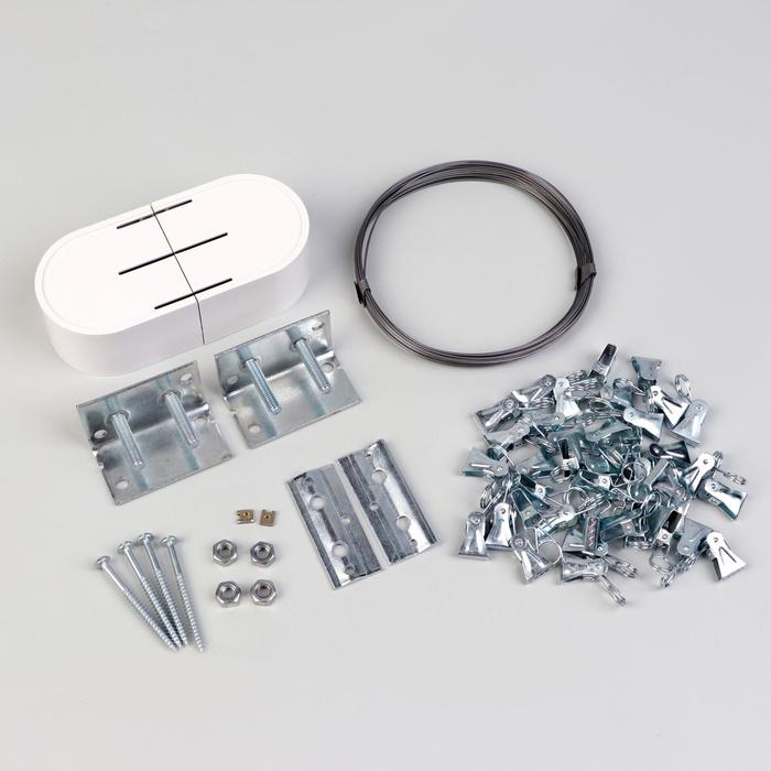 фото Карниз-струна 7 м, с металлическими зажимами, 40 шт, цвет белый nobrand