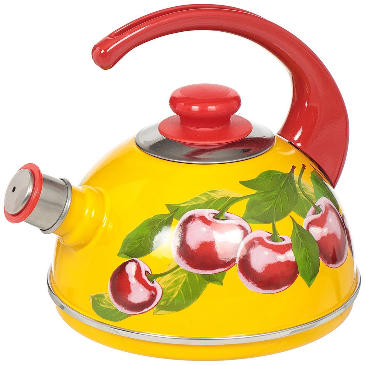 фото Чайник сталь эмал 2.5 л свист руч консоль рубин жел t04/25/16/28/h13