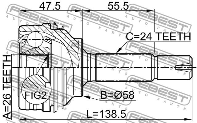 Шрус Наружный 26X58X24 (Toyota Yaris/Echo Ncp10/Scp10 1999-2005), 0110040 Febest 0110-040
Шрус Наружный 26X58X24 (Toyota Yaris/Echo Ncp10/Scp10 1999-2005), 0110040 Febest 0110-040