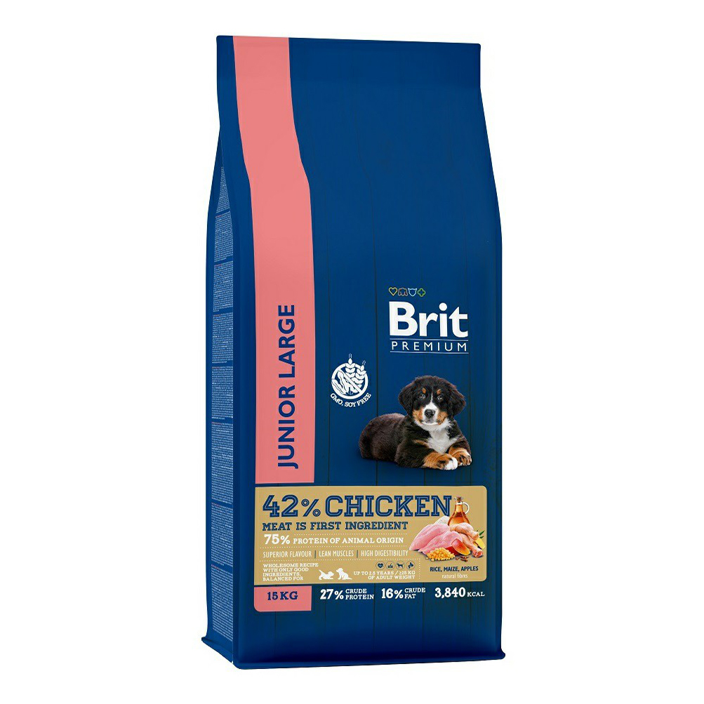Сухой корм для щенков Brit Premium Junior Large с курицей, для крупных пород, 15 кг
Сухой корм для щенков Brit Premium Junior Large с курицей, для крупных пород, 15 кг