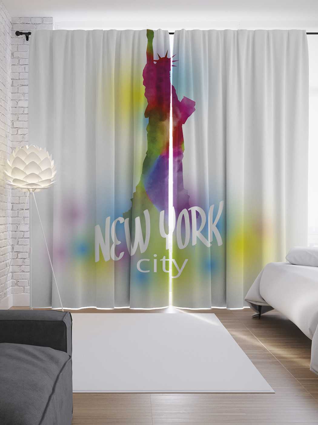 фото Шторы joyarty с фотопечатью "статуя свободы" из сатена, 290х265 см