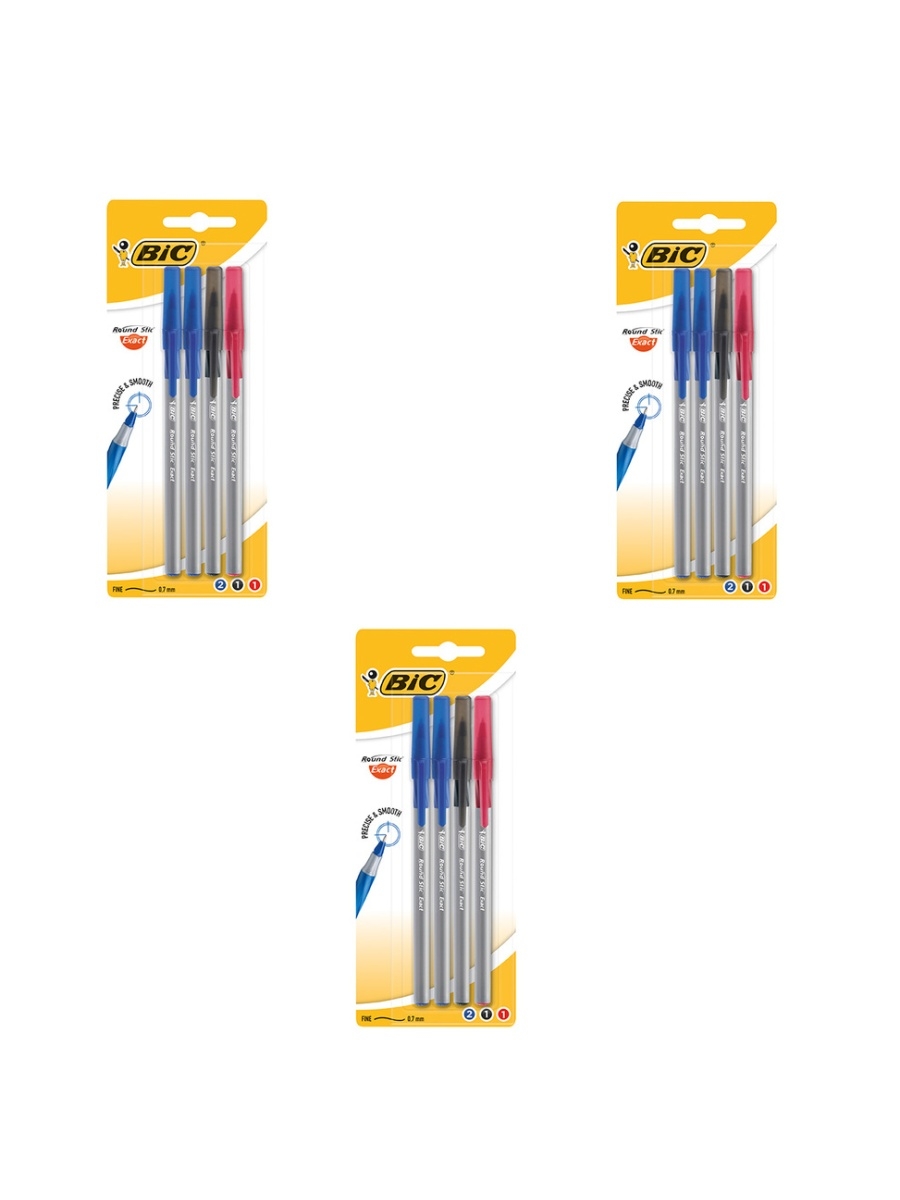 Ручек шариковые BIC Round Stic Exact GRS40952, тонкая линия, разноцветные 4 шт., 3 уп., Round Stic Exact
Ручек шариковые BIC Round Stic Exact GRS40952, тонкая линия, разноцветные 4 шт., 3 уп., Round Stic Exact
