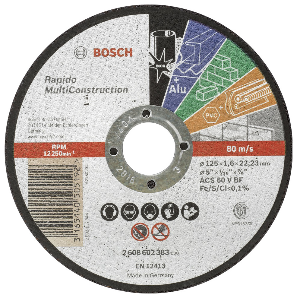 Диск отрезной абразивный Bosch MULTICONSTRUCT, 125x1,6 мм 2608602383 25 шт, multi Construction 125x1,6 мм 2608602383
Диск отрезной абразивный Bosch MULTICONSTRUCT, 125x1,6 мм 2608602383 25 шт, multi Construction 125x1,6 мм 2608602383