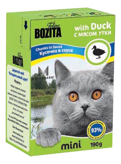 Консервы для кошек BOZITA Feline Mini Chunks In Sauce, с уткой в соусе, 190г, Feline Mini Chunks In Sauce
Консервы для кошек BOZITA Feline Mini Chunks In Sauce, с уткой в соусе, 190г, Feline Mini Chunks In Sauce