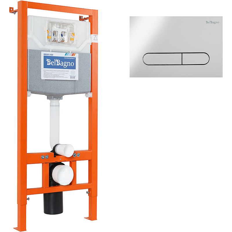 Система инсталляции BelBagno с кнопкой смыва BB001-120/BB005-PR-CHROME 
Система инсталляции BelBagno с кнопкой смыва BB001-120/BB005-PR-CHROME