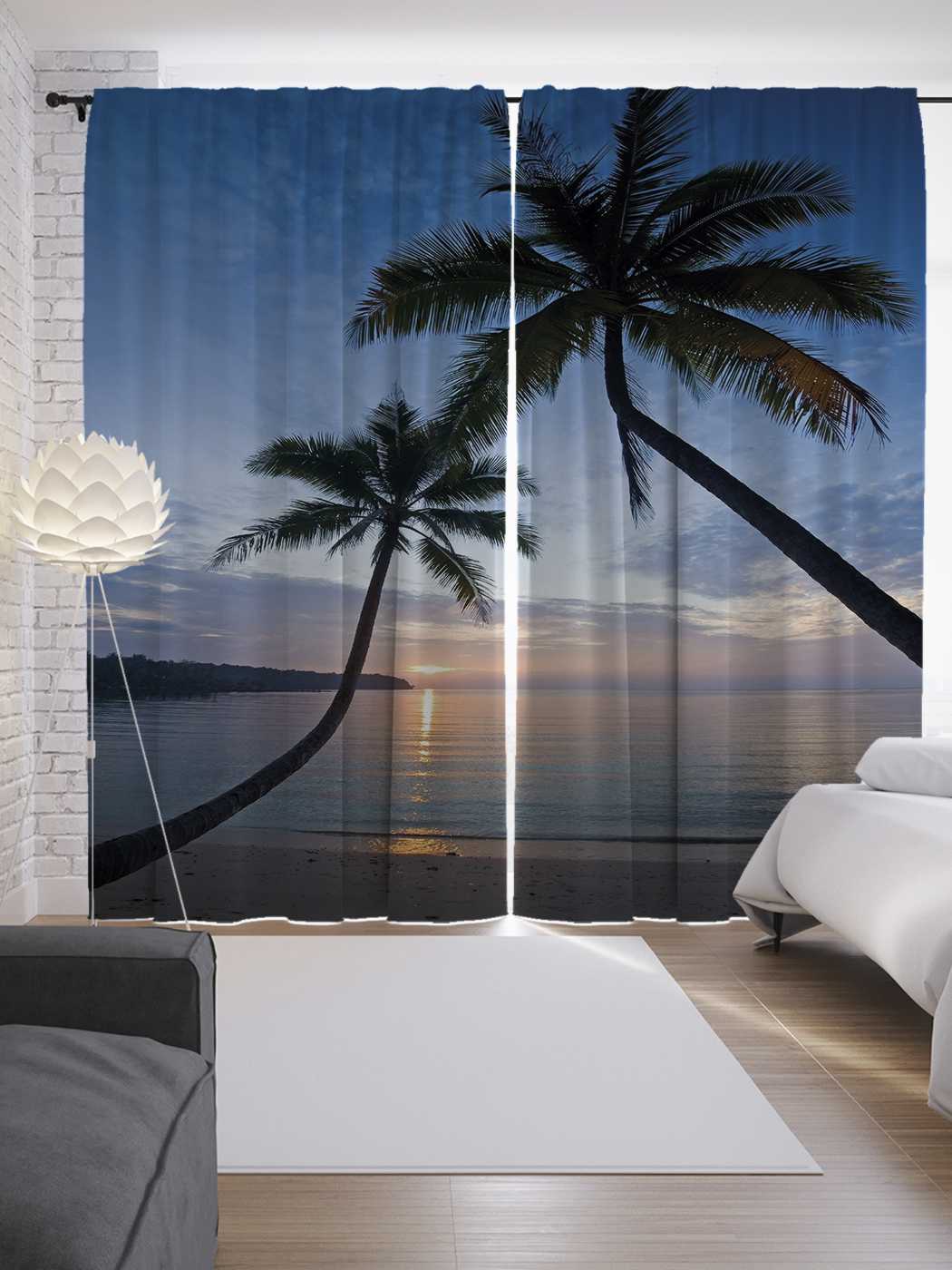 фото Шторы joyarty с фотопечатью "две подружки на пляже" из сатена, 290х265 см