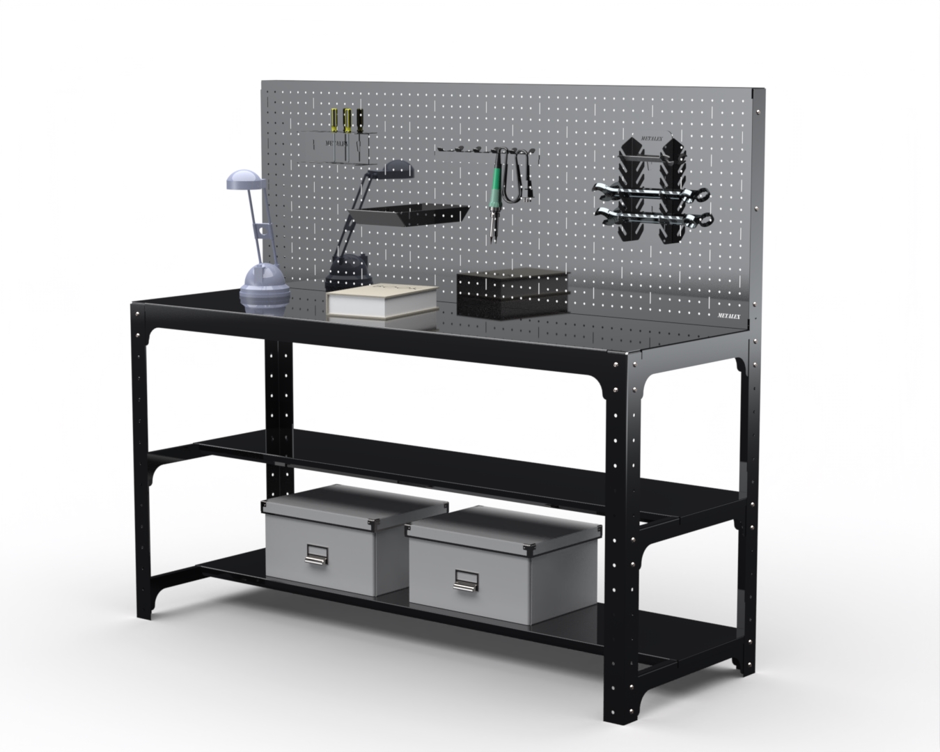 Стол металлический Metalex серия KIT 750х1100х600 + две полки + перфопанель (черный)
Стол металлический Metalex серия KIT 750х1100х600 + две полки + перфопанель (черный)