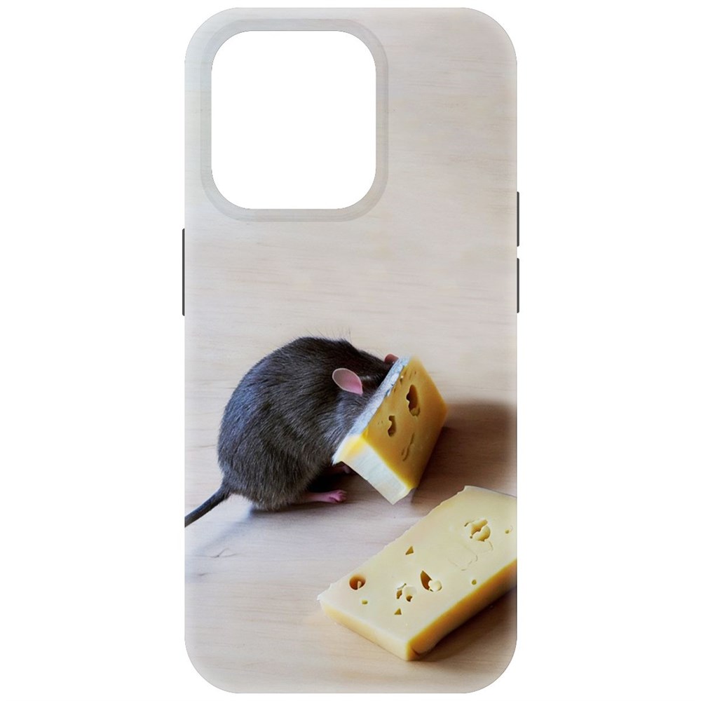 Чехол-накладка Krutoff Soft Case Мышь и сыр для iPhone 15 Pro черный