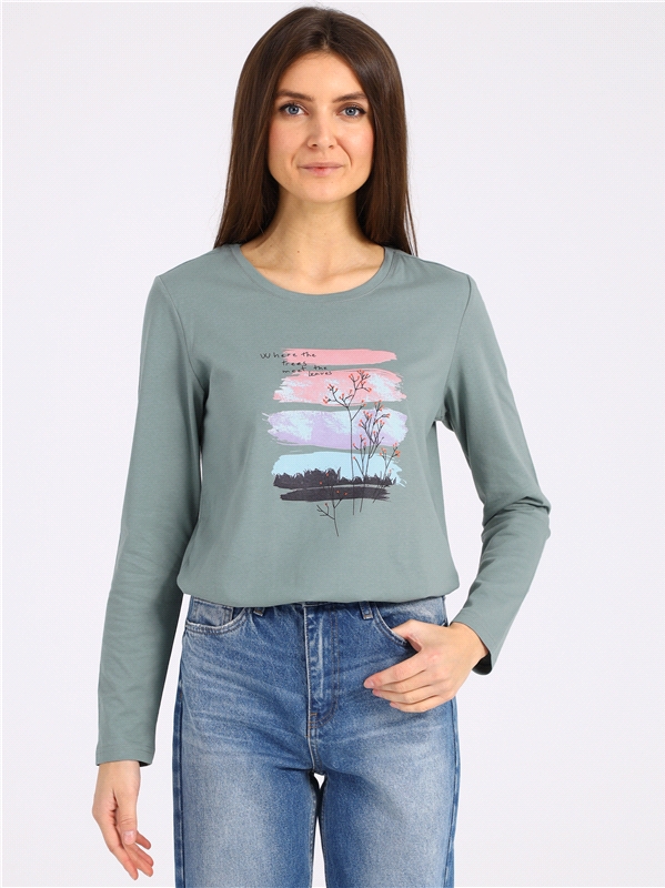 фото Лонгслив женский апрель 1ждлд4113001 зеленый 92-164