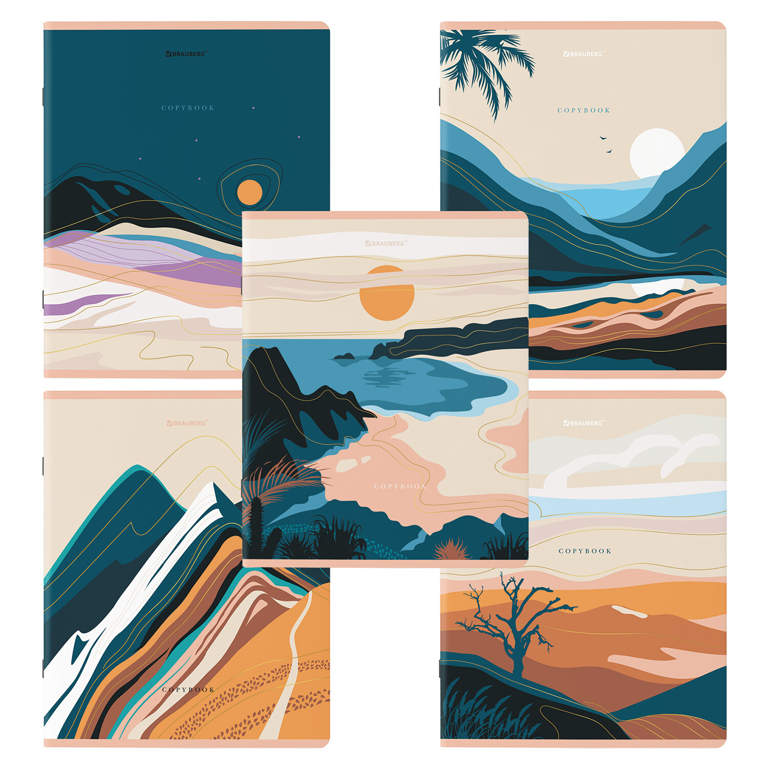 Тетради КОМПЛЕКТ 5 шт. А5, 48 л., скоба, клетка, SoftTouch, фольга, "Mountains", 404400, 856
Тетради КОМПЛЕКТ 5 шт. А5, 48 л., скоба, клетка, SoftTouch, фольга, "Mountains", 404400, 856