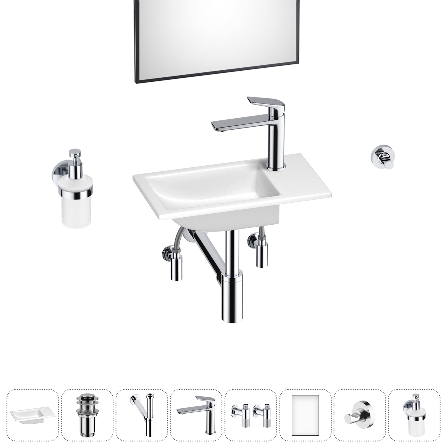 Маленькая раковина для ванной комнаты или туалета Wellsee WC Area 202011933 в наборе 8 в 1, Глянцевый белый, WC_Area_sink_1518056_хром
Маленькая раковина для ванной комнаты или туалета Wellsee WC Area 202011933 в наборе 8 в 1, Глянцевый белый, WC_Area_sink_1518056_хром
