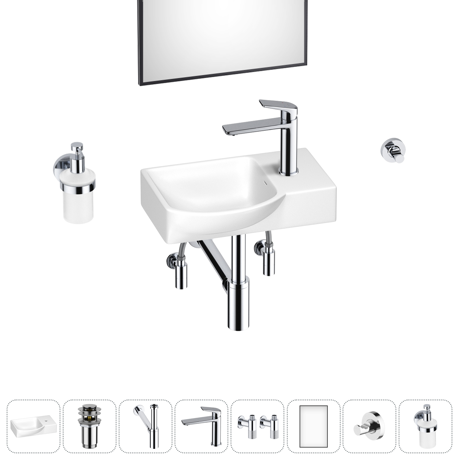 Маленькая раковина для ванной комнаты или туалета Wellsee WC Area 202011941 в наборе 8 в 1, Глянцевый белый, WC_Area_sink_1518078_хром
Маленькая раковина для ванной комнаты или туалета Wellsee WC Area 202011941 в наборе 8 в 1, Глянцевый белый, WC_Area_sink_1518078_хром