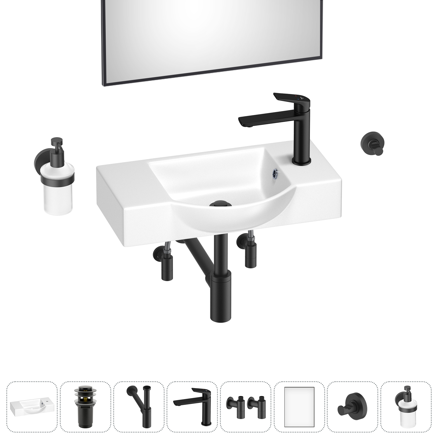 Маленькая раковина для ванной комнаты или туалета Wellsee WC Area 202011950 в наборе 8 в 1, Глянцевый белый, WC_Area_sink_151809
Маленькая раковина для ванной комнаты или туалета Wellsee WC Area 202011950 в наборе 8 в 1, Глянцевый белый, WC_Area_sink_151809