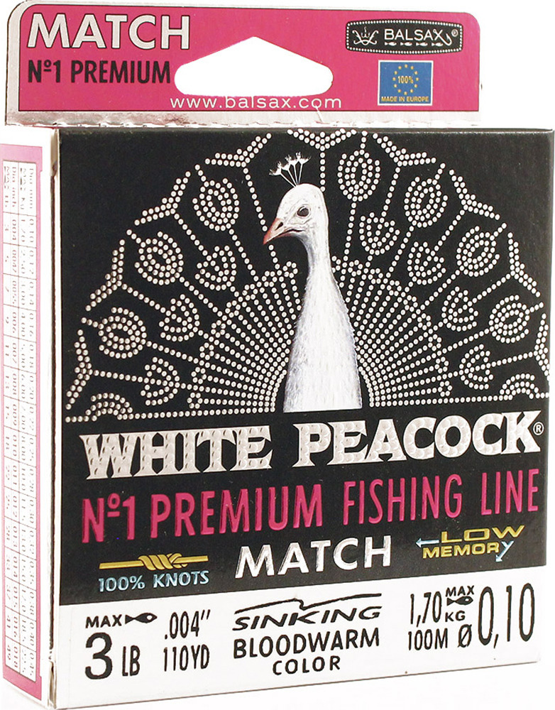 Леска монофильная Balsax White Peacock Matc Box 0,1 мм, 100 м, 1,7 кг, red, Красный, White Peacock Matc Box
Леска монофильная Balsax White Peacock Matc Box 0,1 мм, 100 м, 1,7 кг, red, Красный, White Peacock Matc Box