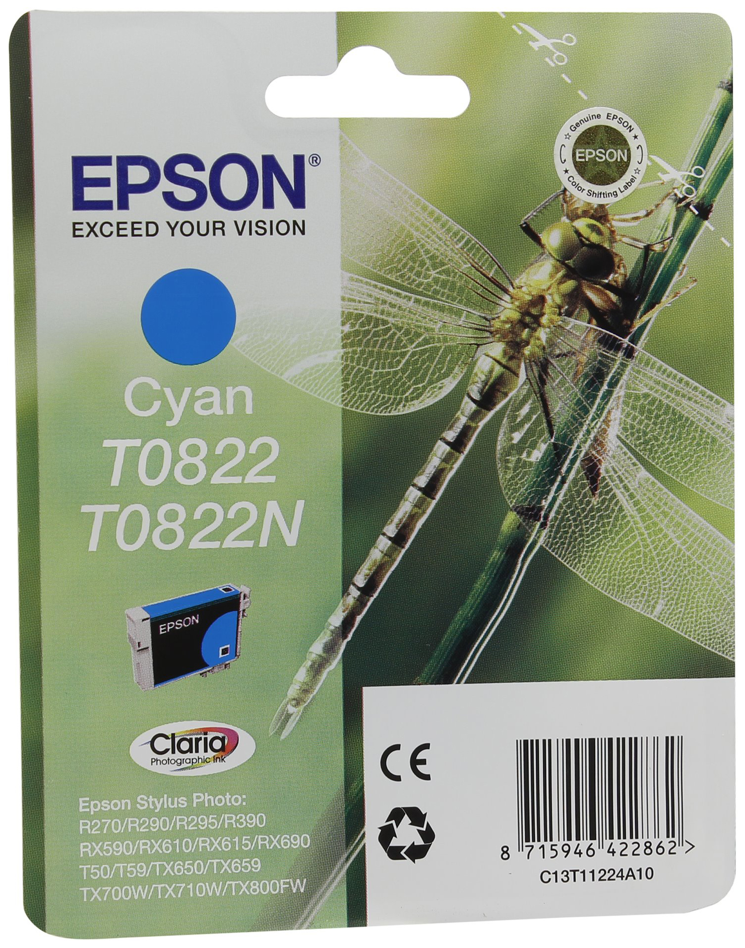 Картридж для струйного принтера Epson C13T11224A10/С13T08224A, голубой, оригинал, t1122
Картридж для струйного принтера Epson C13T11224A10/С13T08224A, голубой, оригинал, t1122