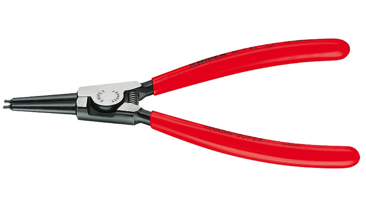 Щипцы Knipex для внешних стопорных колец, прямые губки, 40-100 мм, длина 210 мм, KN-4611A3
Щипцы Knipex для внешних стопорных колец, прямые губки, 40-100 мм, длина 210 мм, KN-4611A3