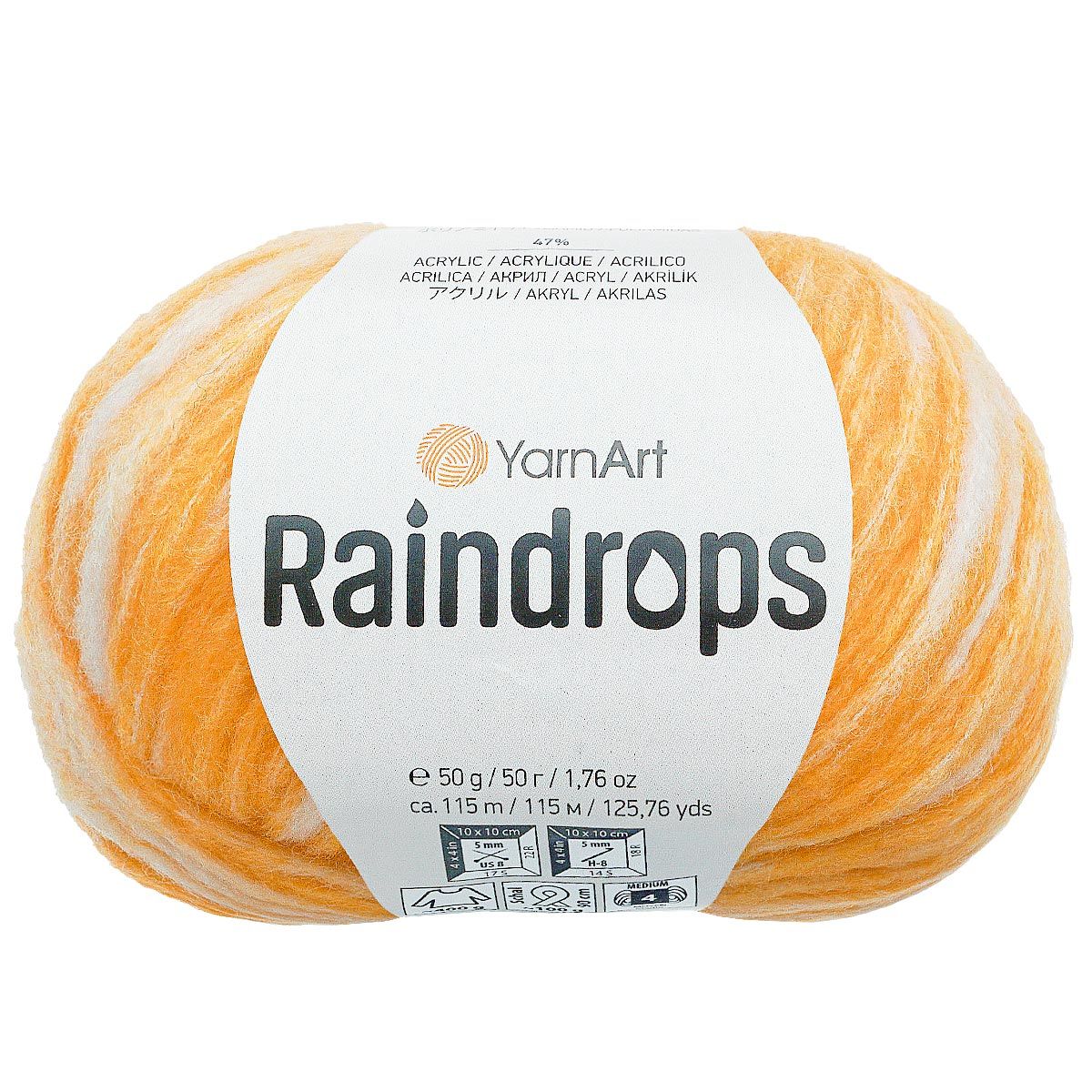Пряжа YarnArt Raindrops 50гр 115м (18% шерсть 35% полиамид 47% акрил) 2910 желтый 10 мот, Разноцветный
Пряжа YarnArt Raindrops 50гр 115м (18% шерсть 35% полиамид 47% акрил) 2910 желтый 10 мот, Разноцветный