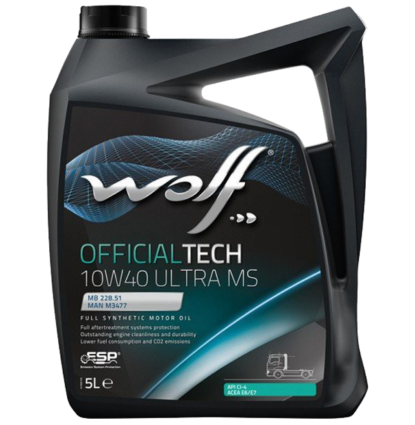 фото Wolf моторное масло officialtech 10w40 ultra ms 5l