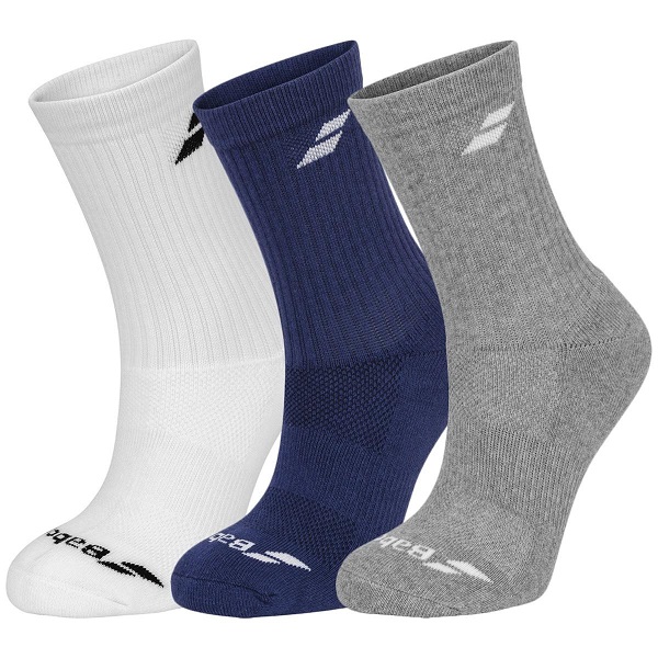 фото Носки унисекс babolat socks unisex x3 белые; серые; синий 35/38