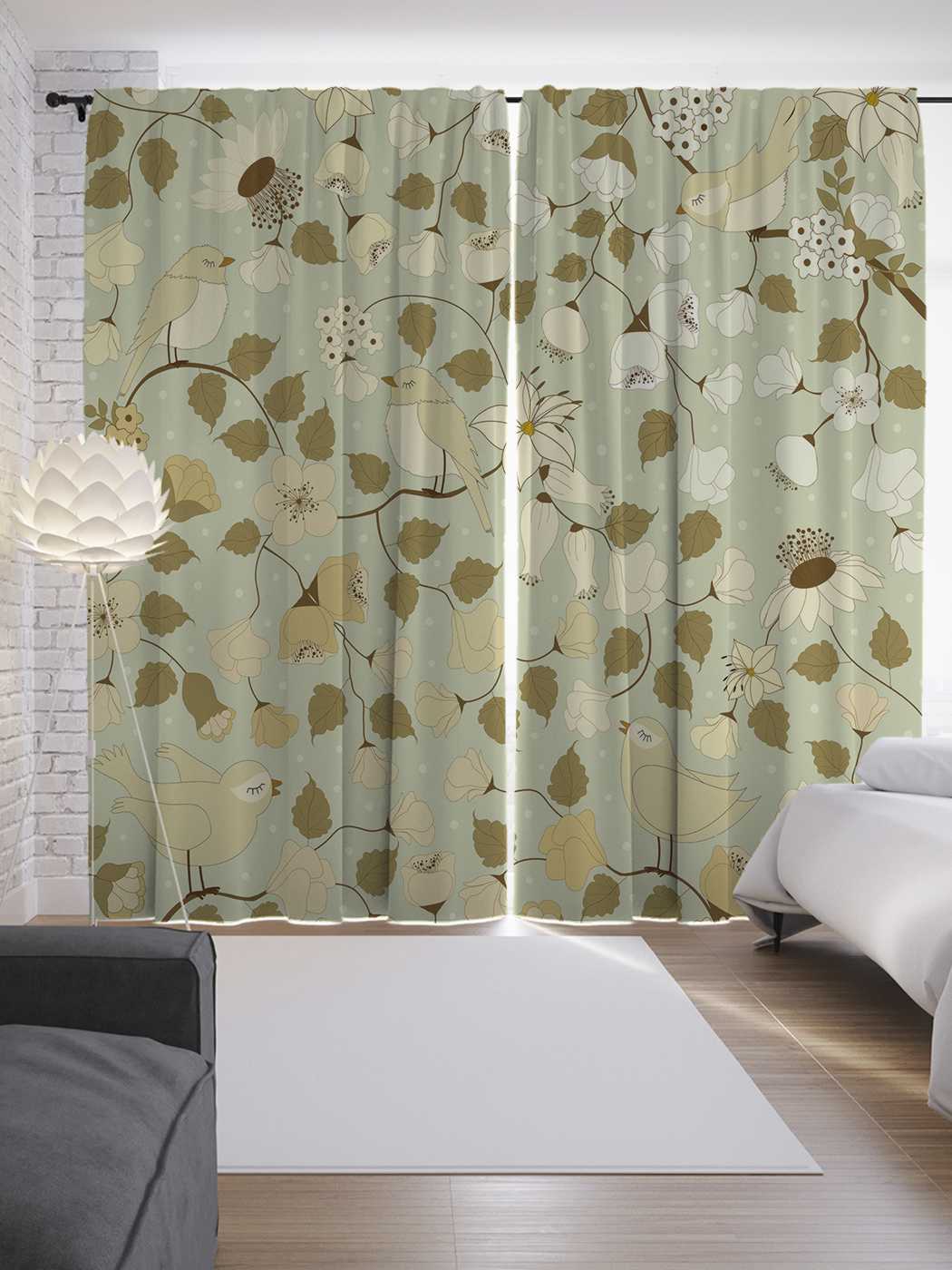 фото Шторы joyarty с фотопечатью "березовые ветки" из сатена, 290х265 см