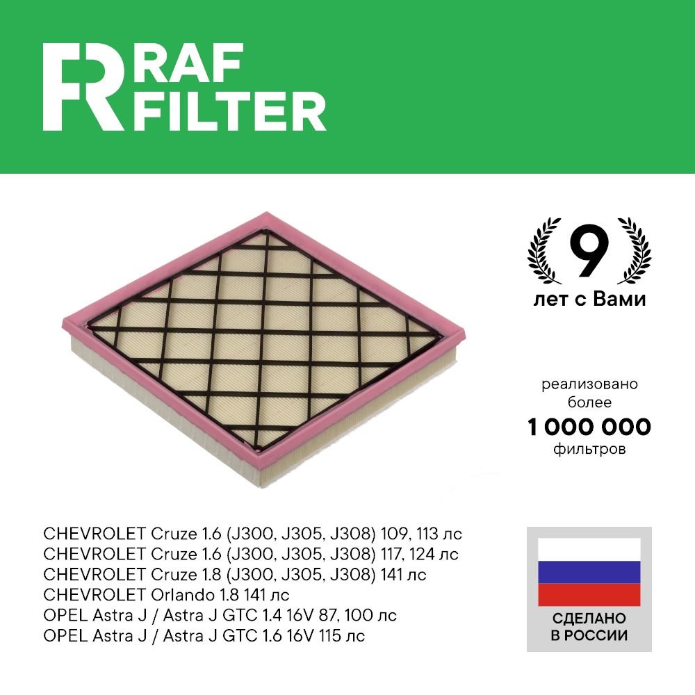 Фильтр воздушный RAF Filter AF082 Chevrolet Cruze 1.6 1.8 Opel Astra J 1.4 1.6 атм-ый двиг
Фильтр воздушный RAF Filter AF082 Chevrolet Cruze 1.6 1.8 Opel Astra J 1.4 1.6 атм-ый двиг